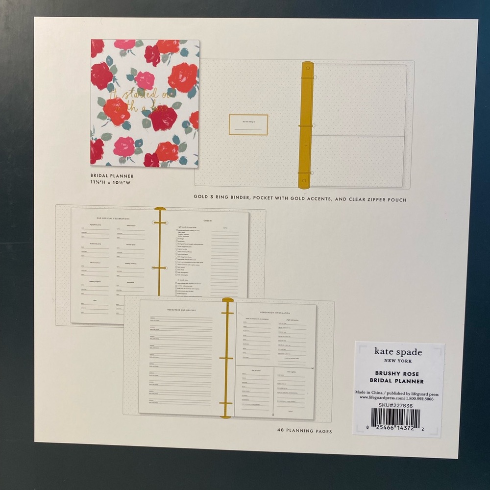 NIB Kate Spade Bridal Planner “Brushy Rose”